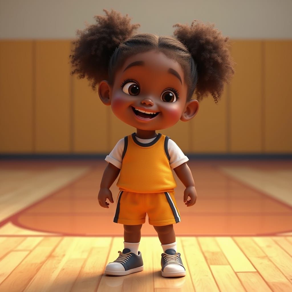 Young Black Basketball Player Smiles in School Uniform