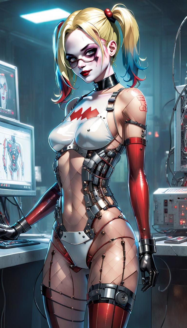 Cyberpunk Robo Harley Quinn with Glass Body