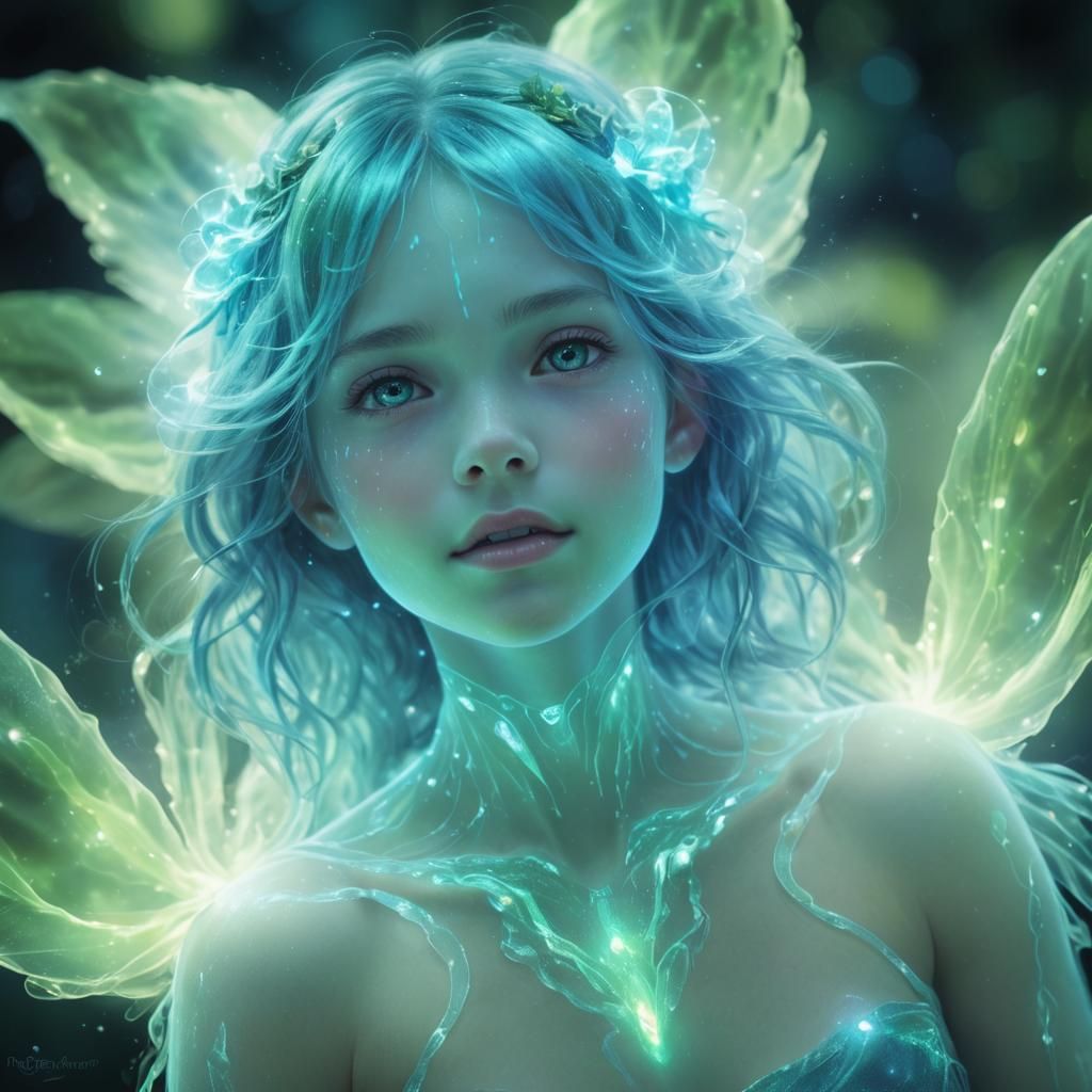 Bioluminescent Child's Transformation in Fantasy Art