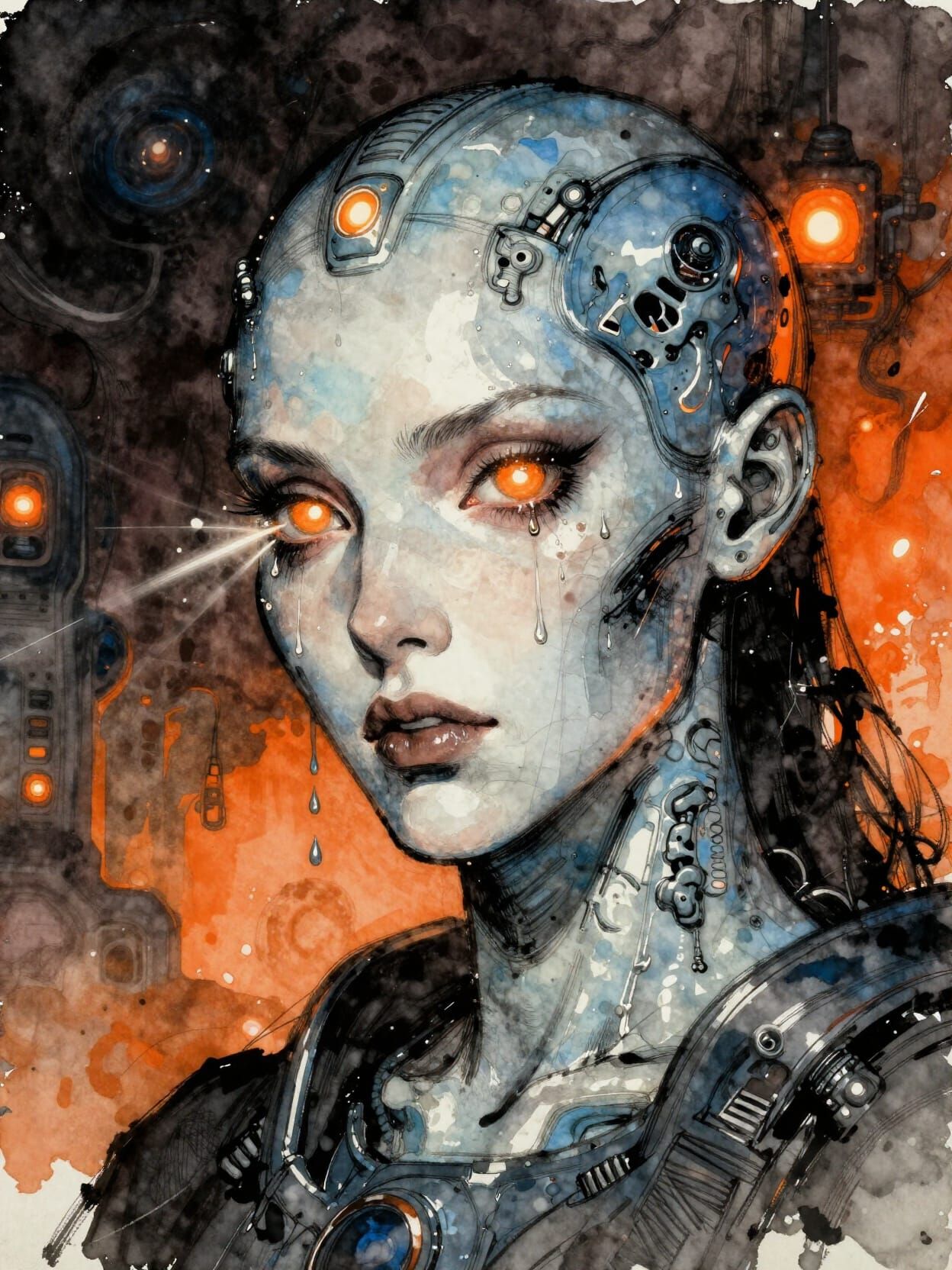 AI Prophet Portrait in Painterly Mixed-Media Style