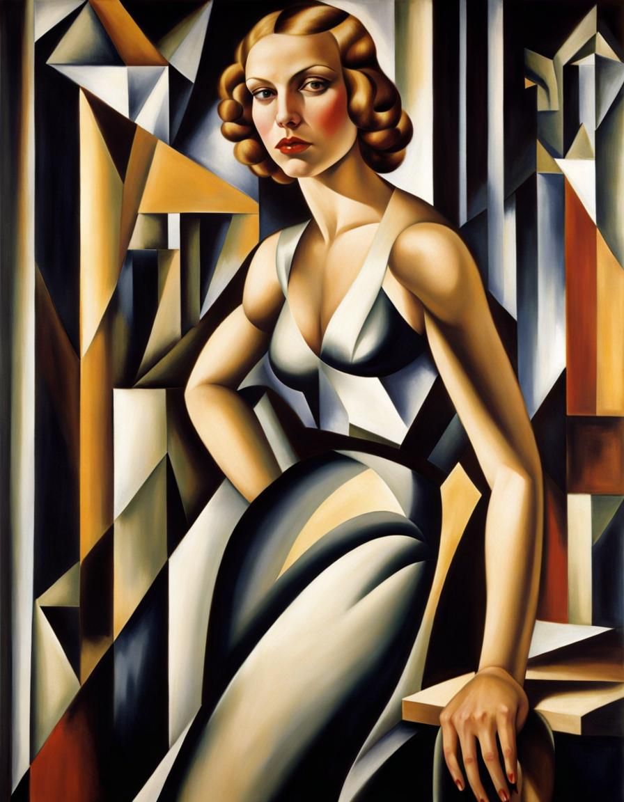 Elegant Woman in Art Deco Portrait Style