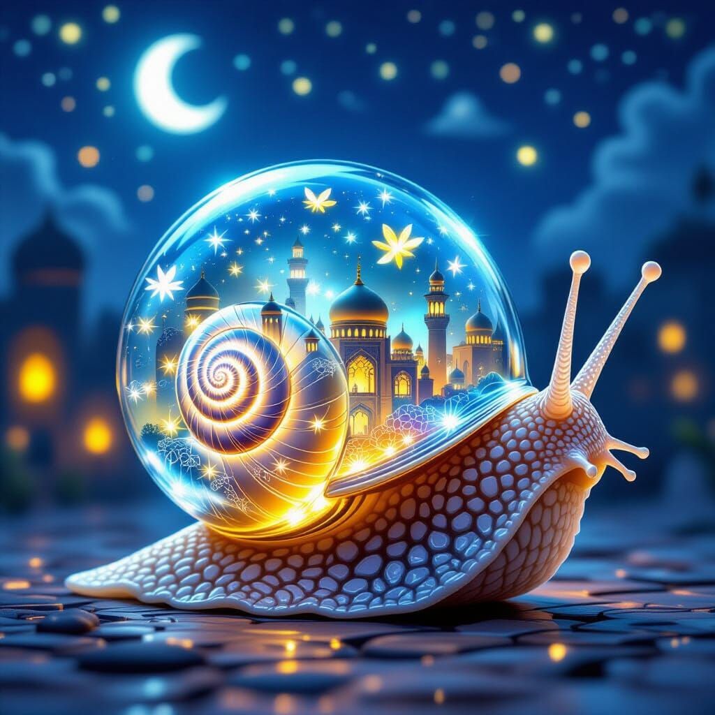 Snail with transparent glass shell.