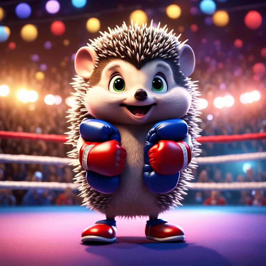 Baby Hedgehog Boxer in 3D Digital Art