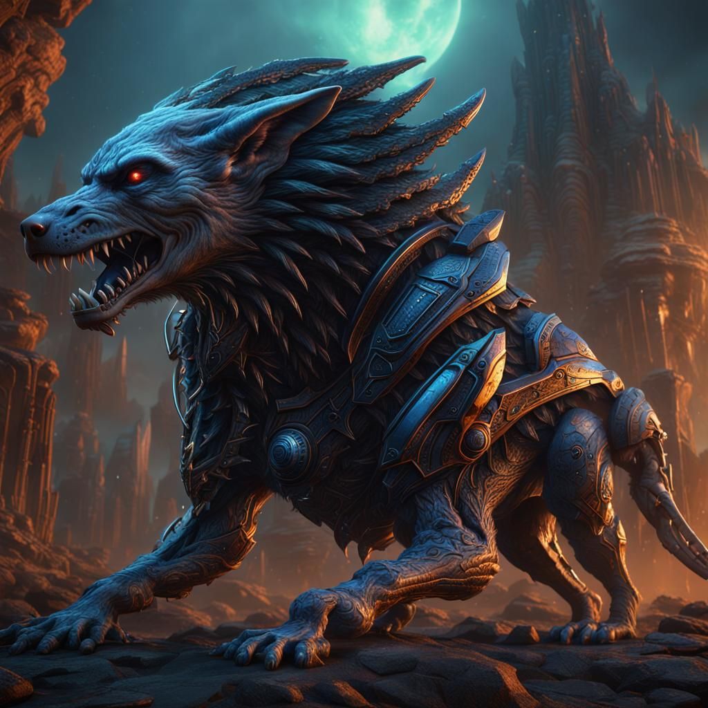 Fantastical Alien Wolf in Detailed Digital Painting