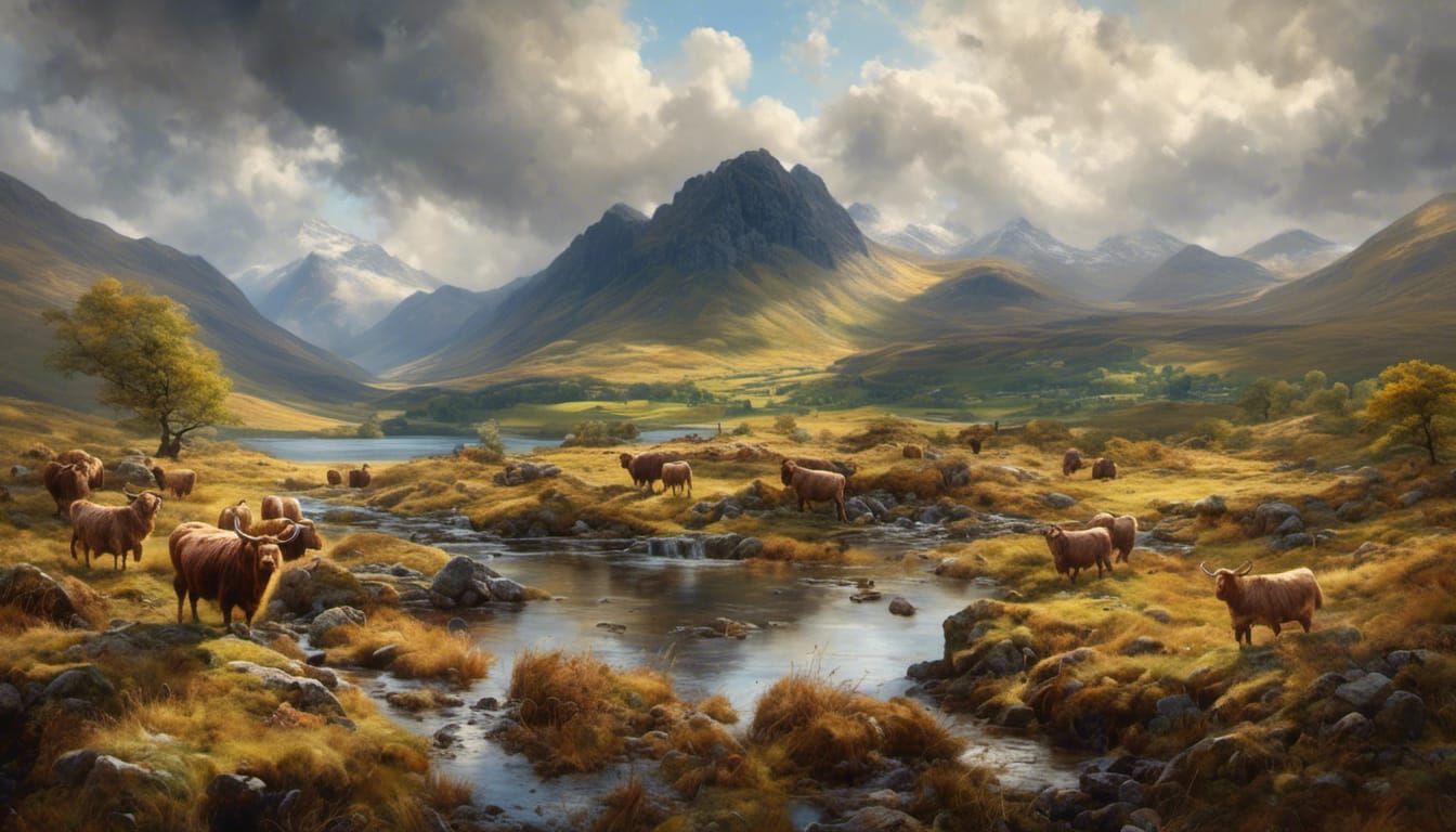 Scottish Highland Landscape Panorama