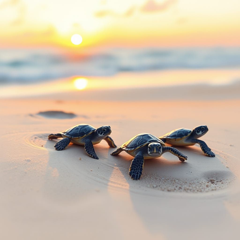Watercolor Sunrise on the Atlantic Dunes with Emerging Logge...