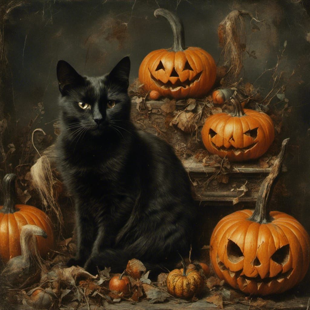 Victorian Macabre Halloween: Pumpkins, Ghosts, Black Cat