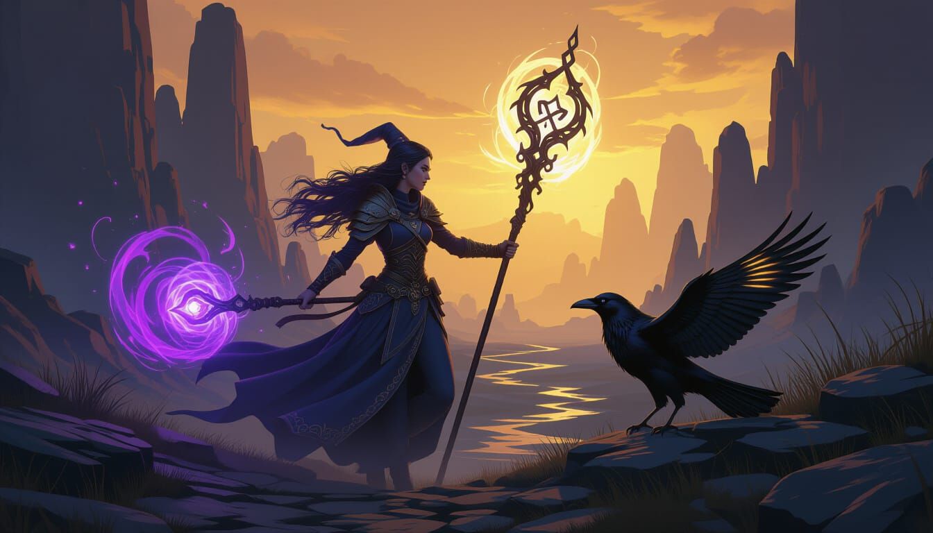 Sorceress Lyra's Epic Journey With Runic Raven