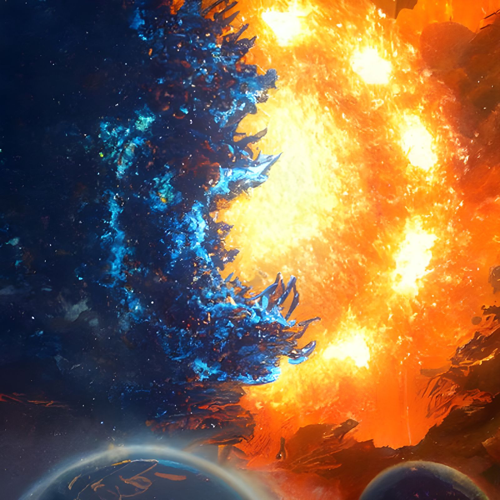 Sun and Moon Collision: Hyperrealistic Explosion