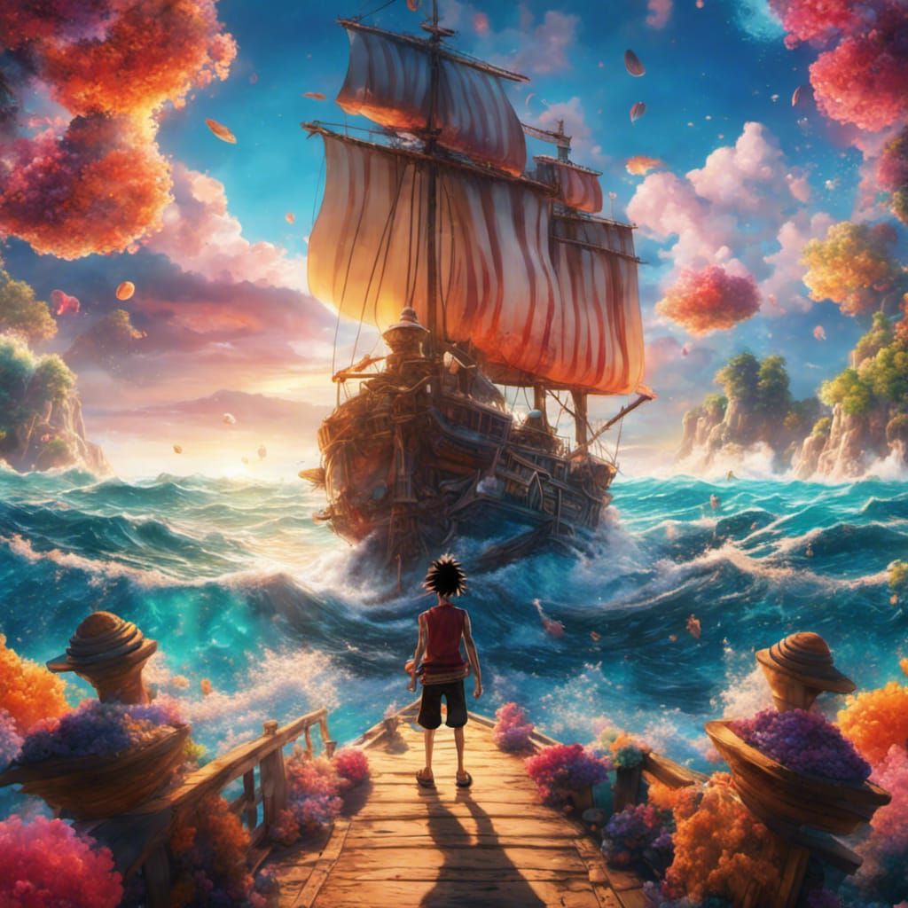 Luffy Sails the Colorful Sea: Digital Matte Painting