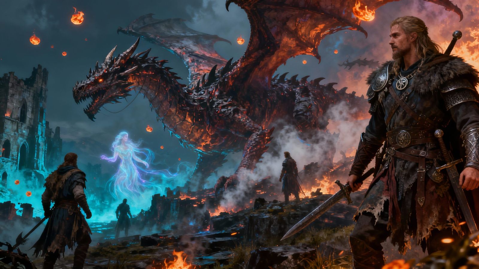 Valhalla Ashes Matte Painting in Deep, Fantastical Colors