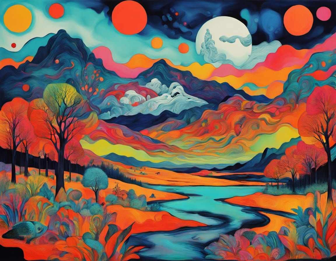 Vibrant Surreal Dreamscape in Fauvist Style