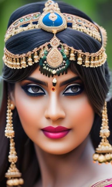 Beautiful Indian girl with black eyes and brown hair