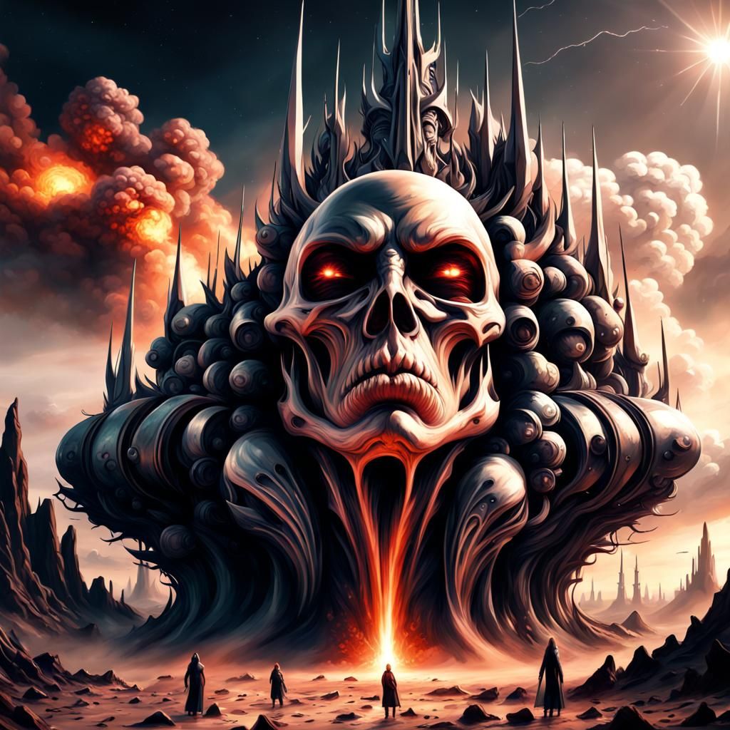 Evil Vampire in Chrome Landscape Digital Painting