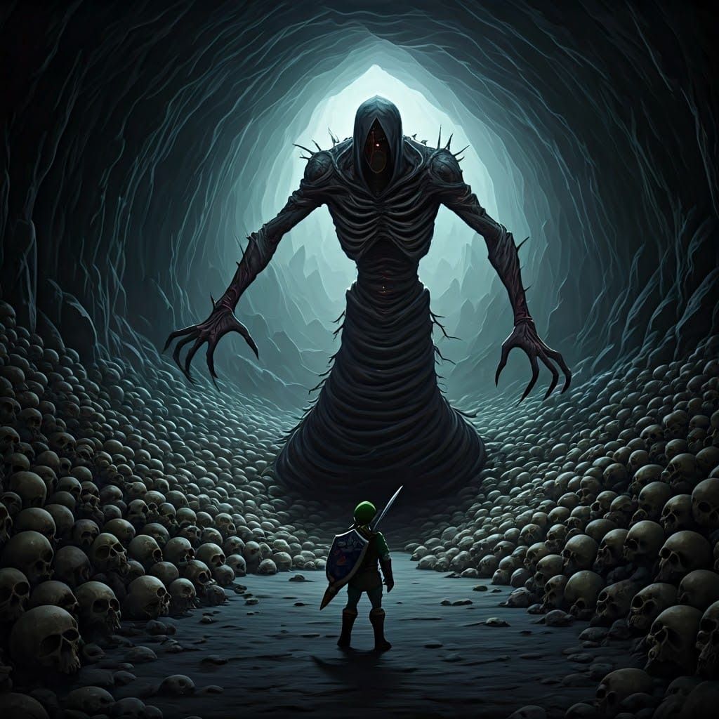 Surreal Dark Fantasy Portrait of a Twisted Eldritch Monster....