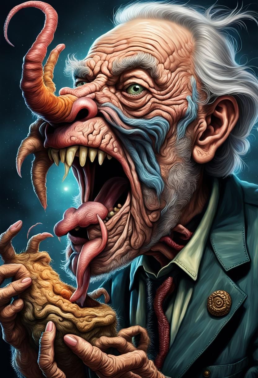 Surreal Cryptoid Portrait of an Ugly Old Man