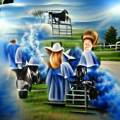 Airbrushed Amish Farm Scene in Vibrant Style