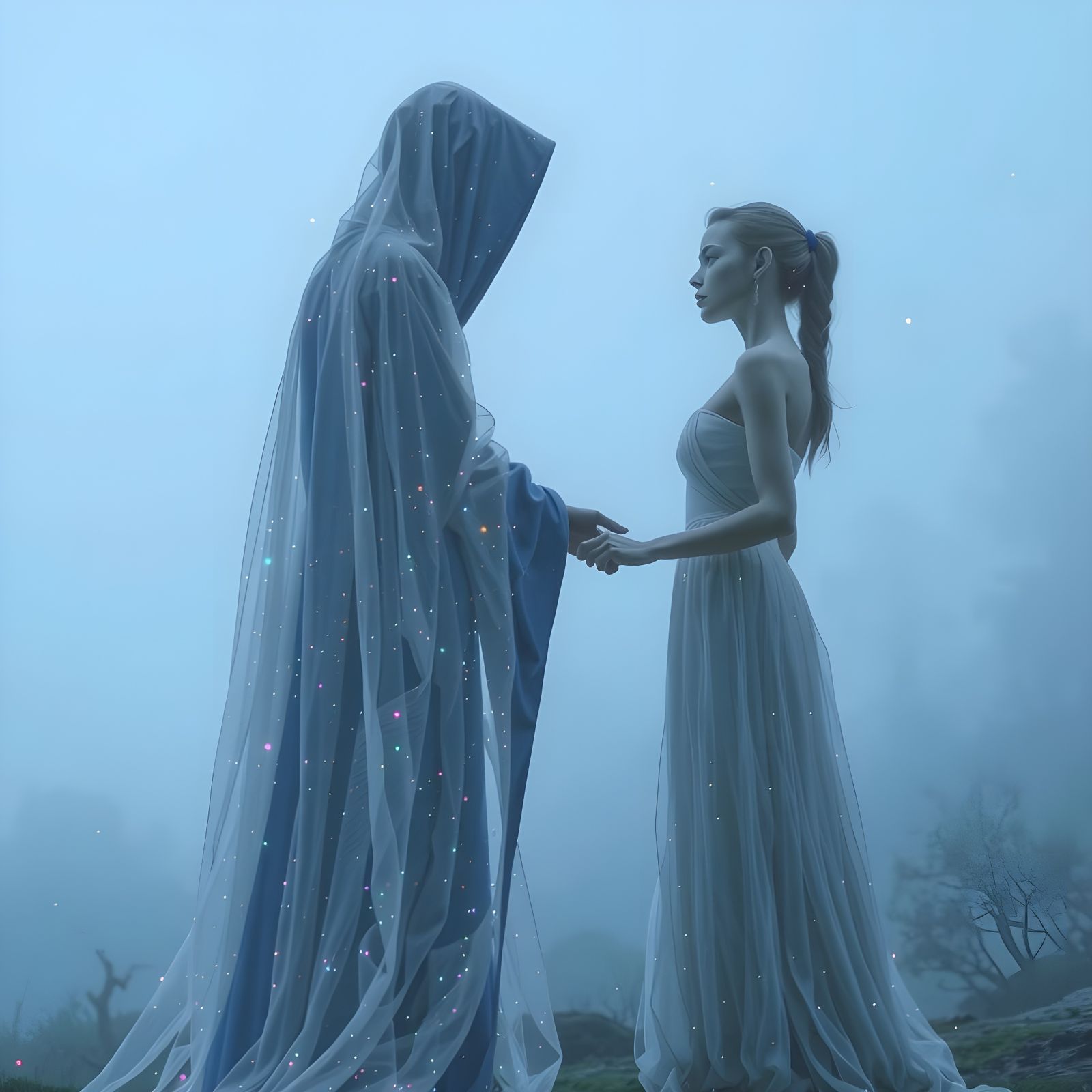 Ethereal Encounter in a Mystical Landscape