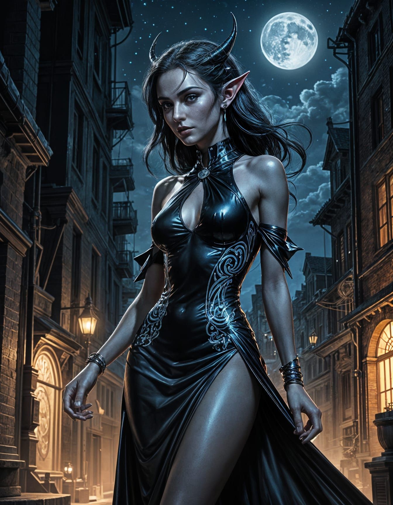 Mysterious Dark Elf in Vivid Comic Illustration Style