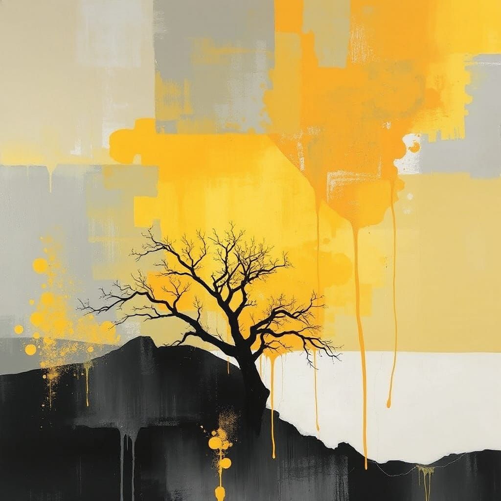 Seductive Yellow Dusk Abstract Surreal Art