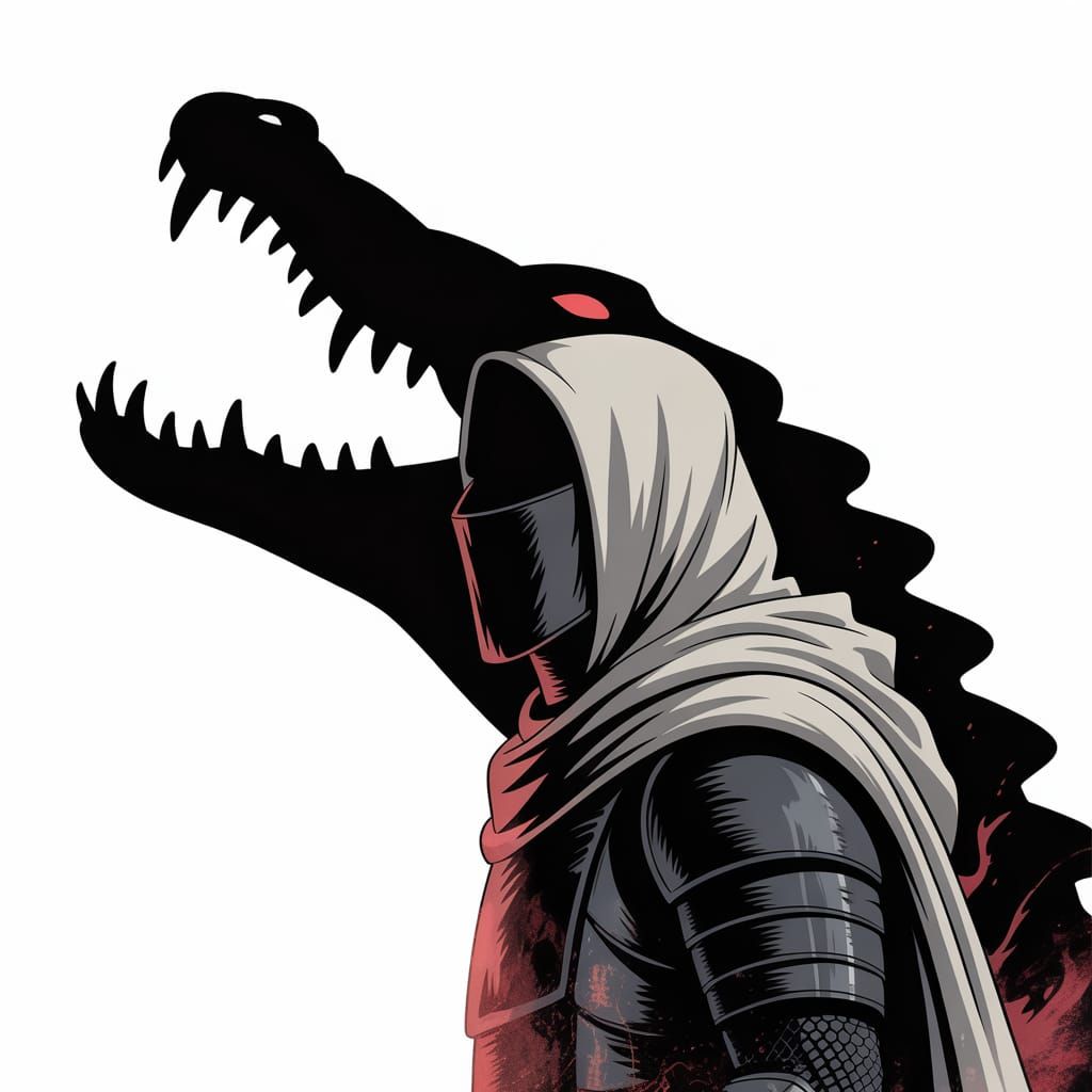 Crocodile Knight Double Exposure Art