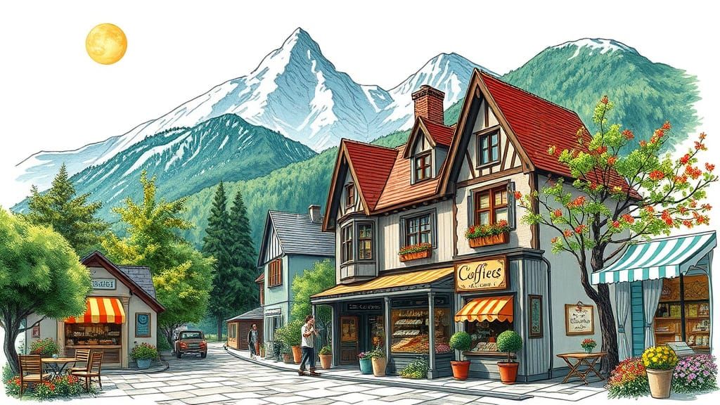 Whimsical Village Scene in Expressive Post-Impressionist Sty...