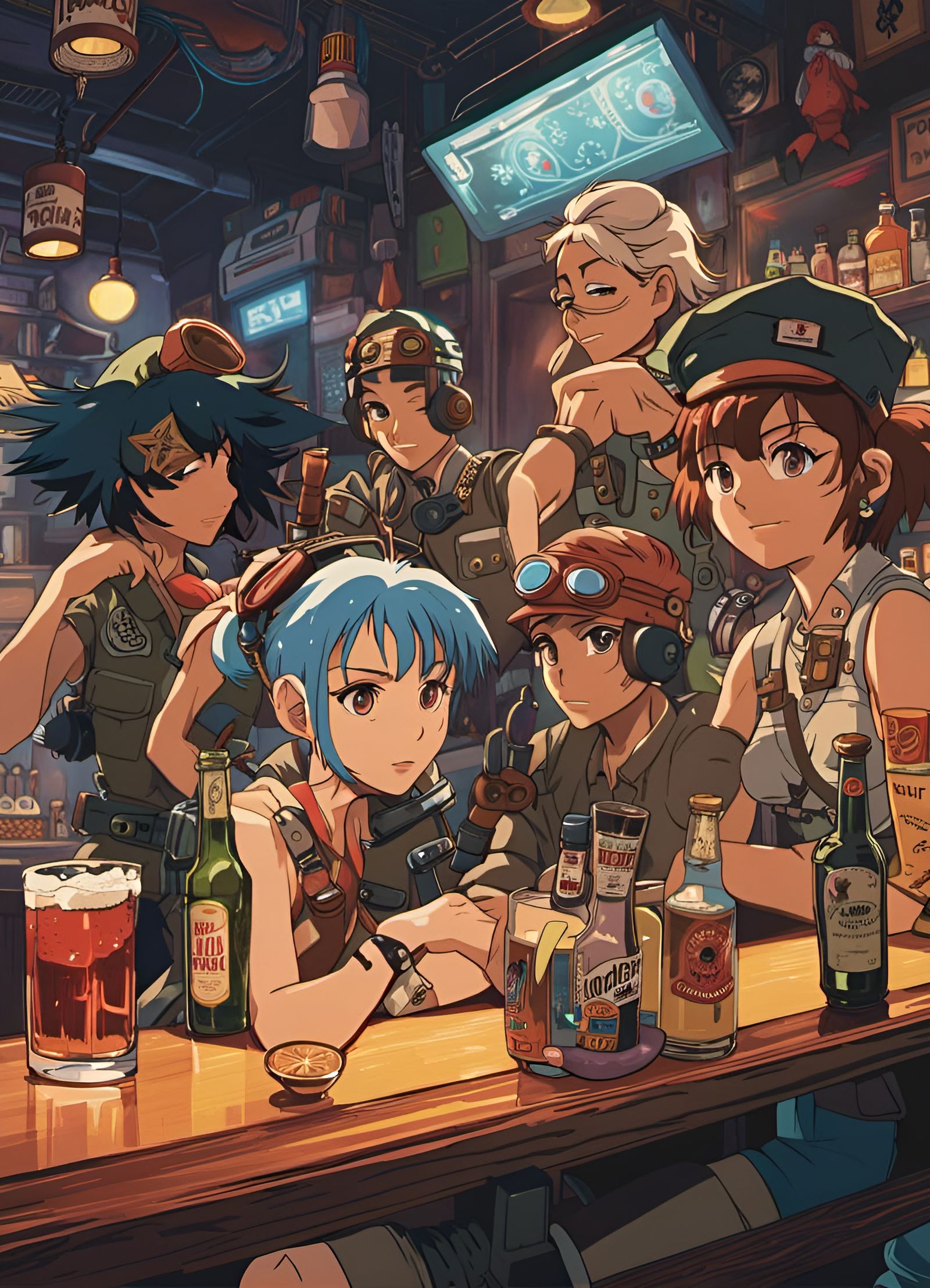 Tank Girl getting drunk in a dive bar with a group of badass...