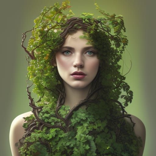 Sidney Sweeney in Vines Dress, Hyperdetailed Portrait