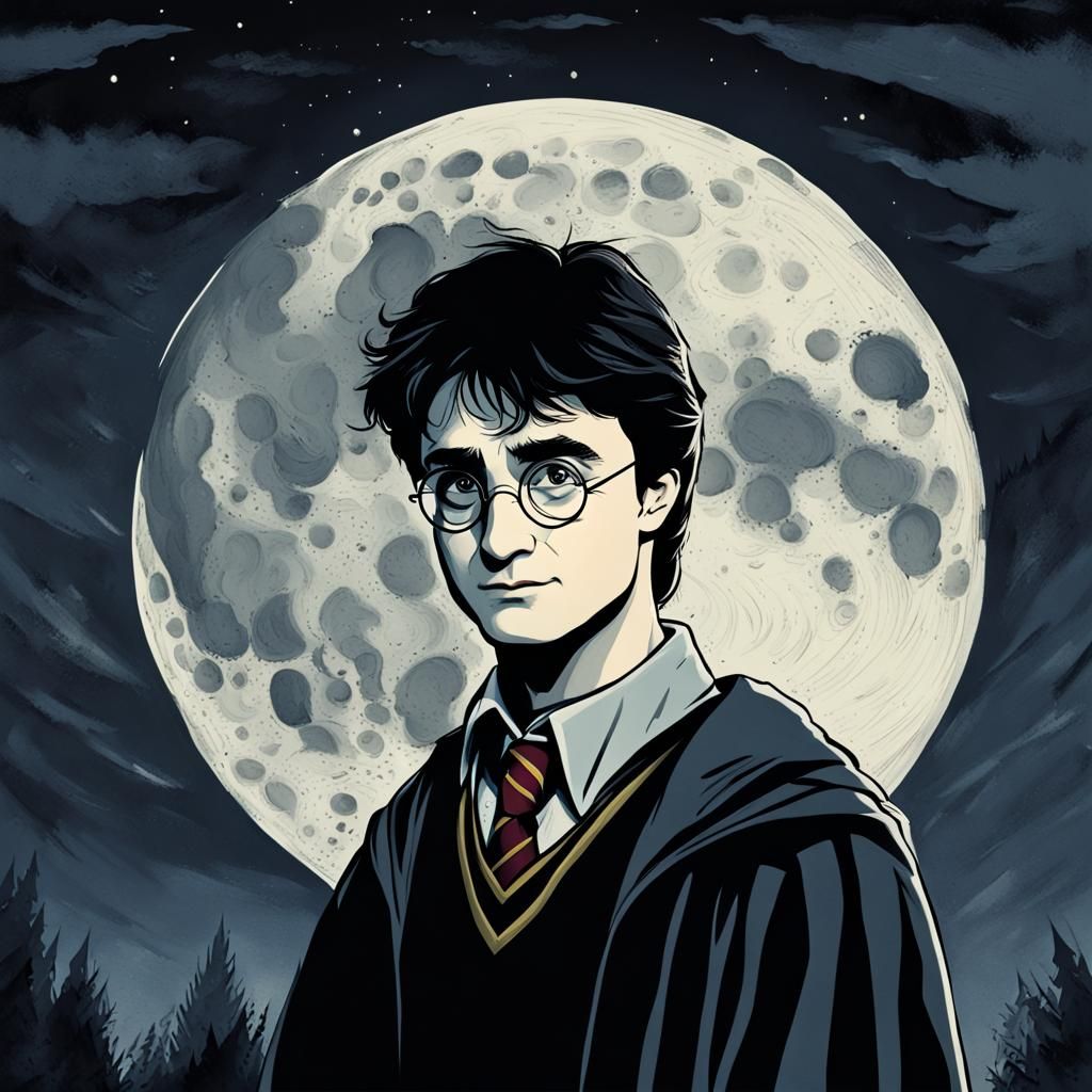 Harry Potter Portrait in Moonlight