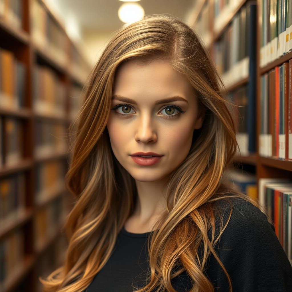Portrait of Miss Murphy in Library with Bokeh