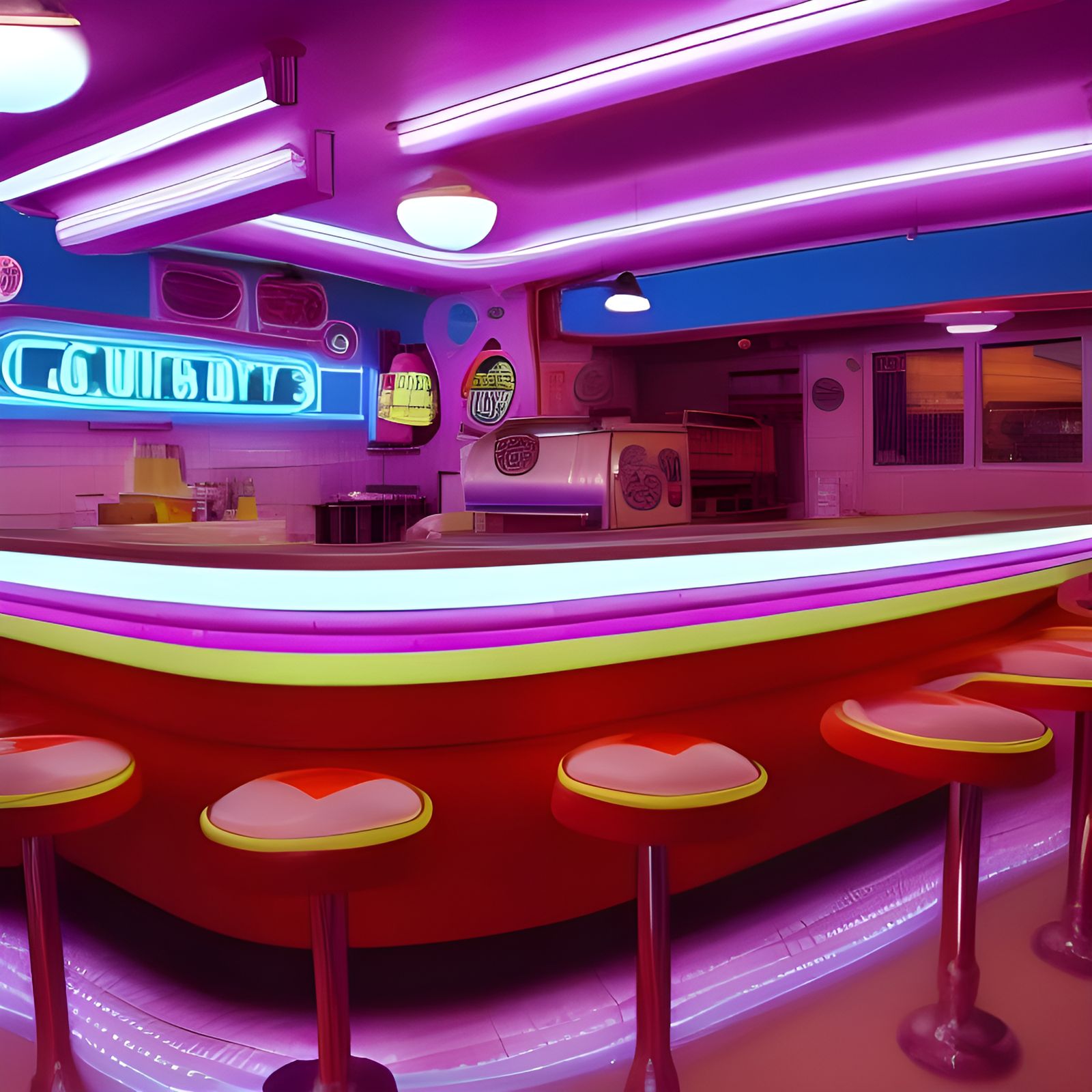 1950s Diner in Synthwave Neon Retro Style