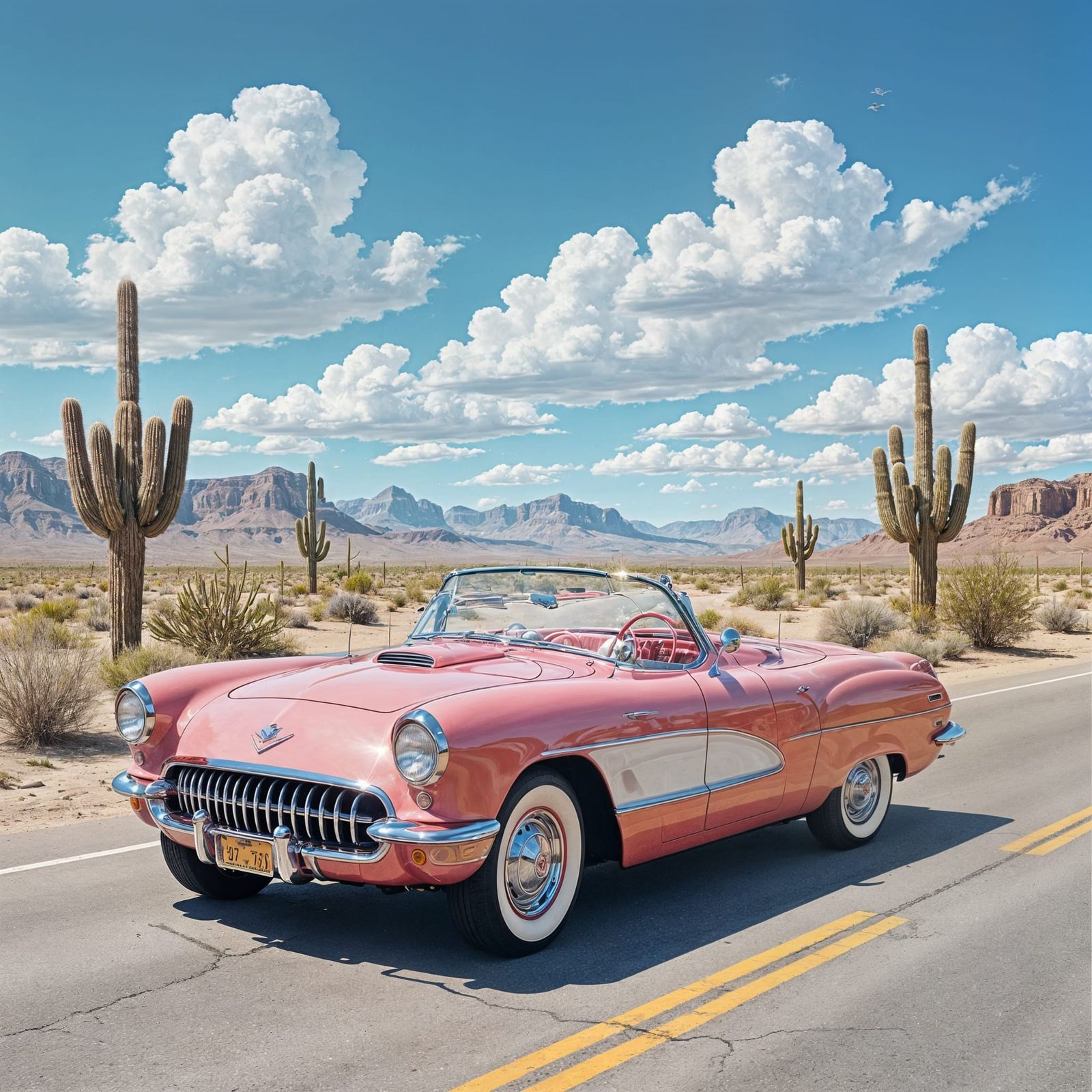 1947 Pink Corvette Roars Down Route 66