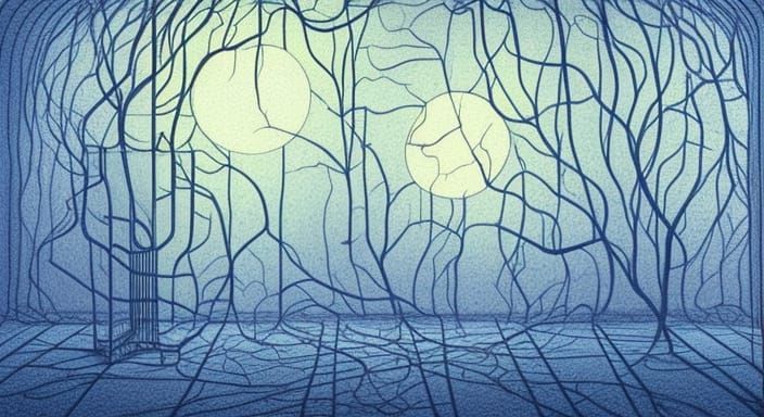 Moonlit Shadows on Wall in Gothic Style