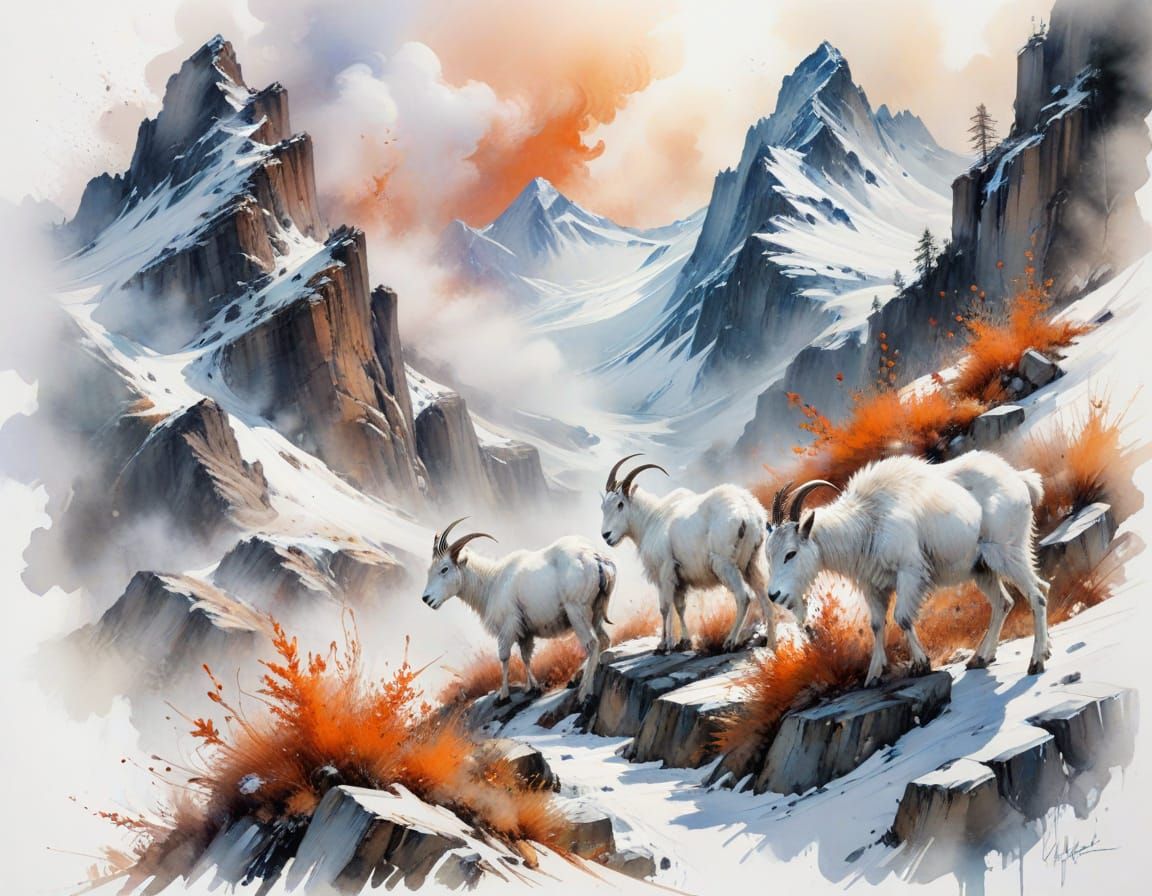 Misty Highland Pass Watercolor Painting