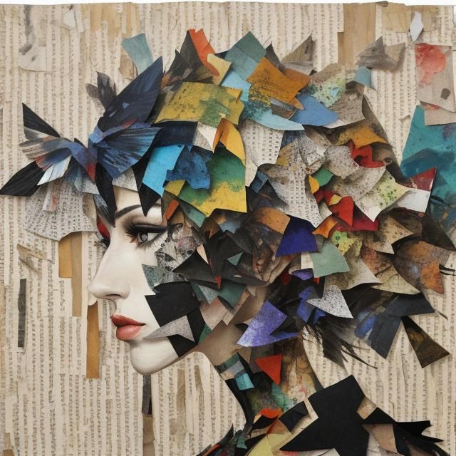 Abstract Torn Paper Collage Art