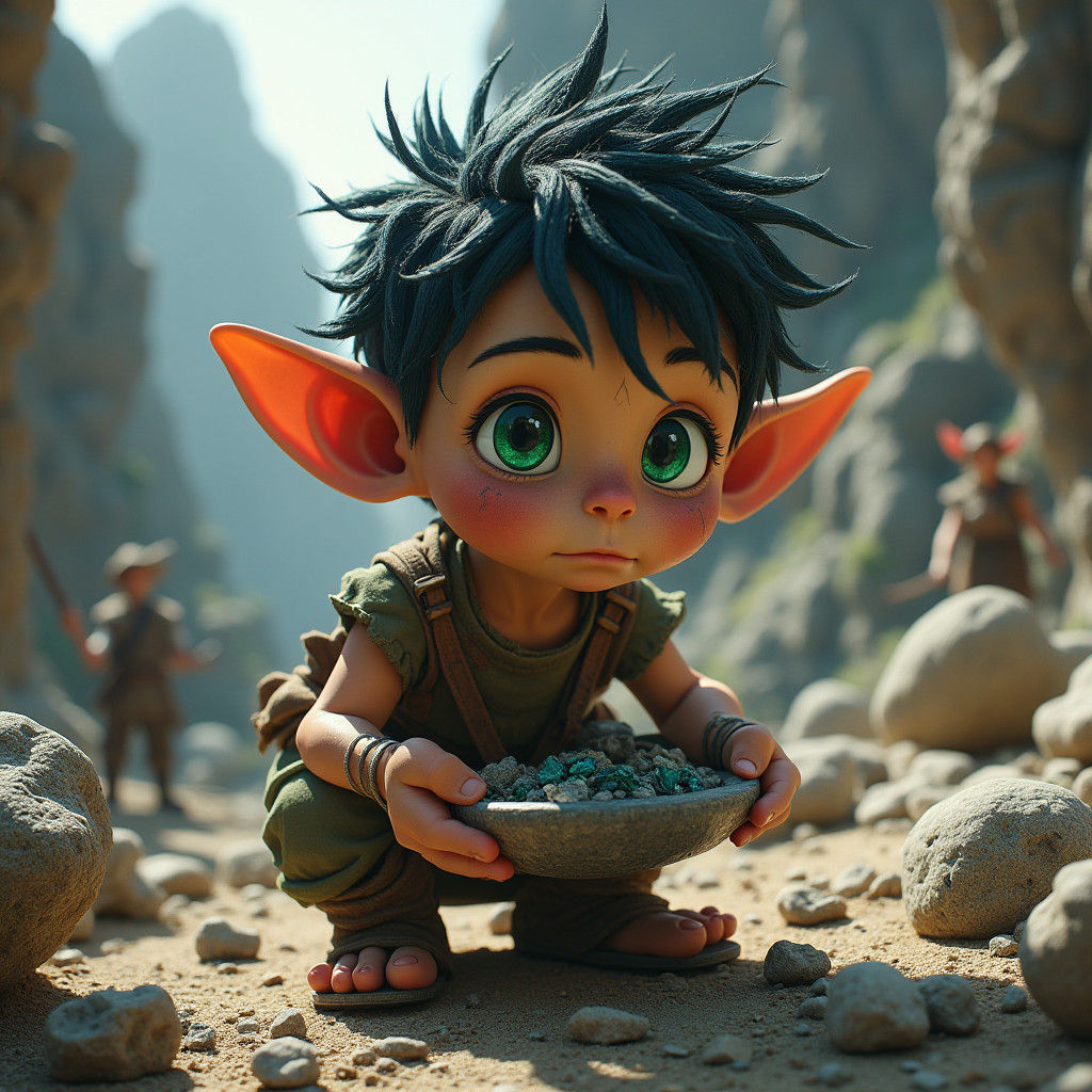 Young Rock Gnome in Neolithic Landscape