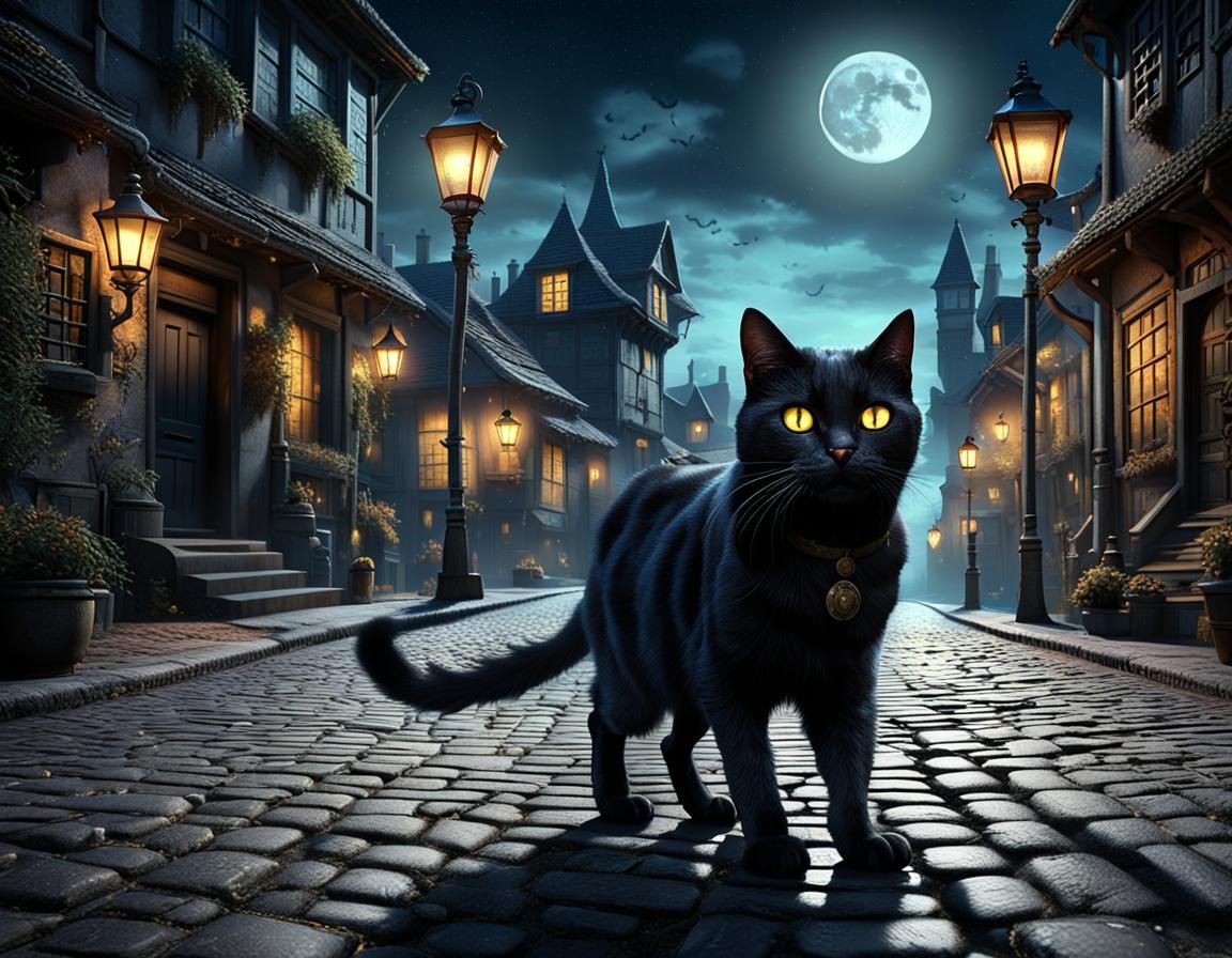 Black Cat Friday the 13th: Candy Art Illustration