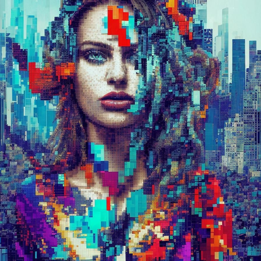 Abstract Glitch Art: People, Animals, and Cityscapes