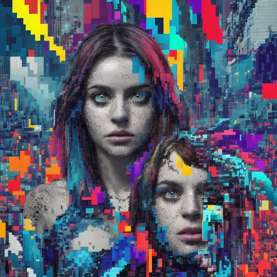 Abstract Glitch Art of Cityscapes and Portraits