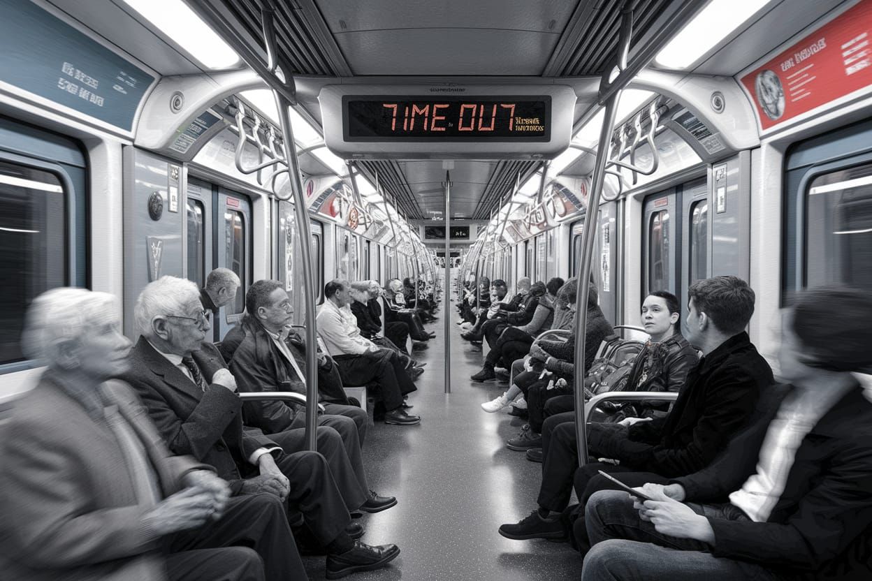 Metro Train: Digital Clock Reveals 'Time Out'