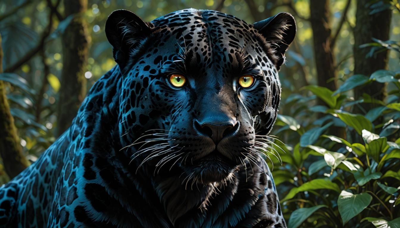 Cyberpunk Jaguar in Burning Jungle