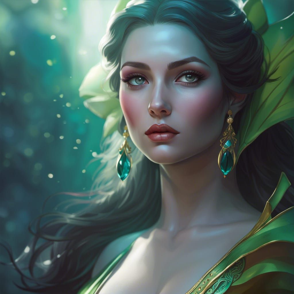 Mystical Calypso Island Portrait in Digital Art Style