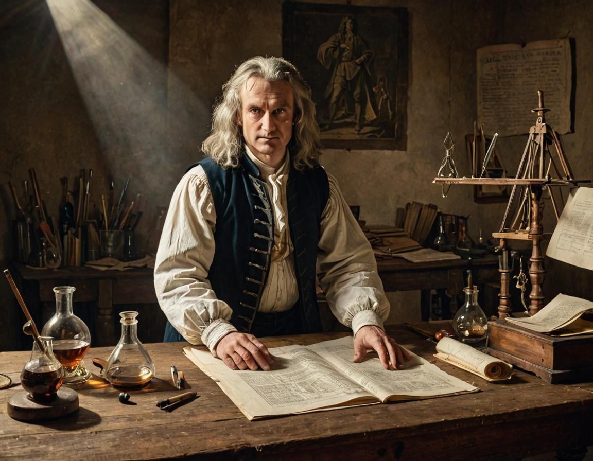 Isaac Newton in Baroque Scientific Study