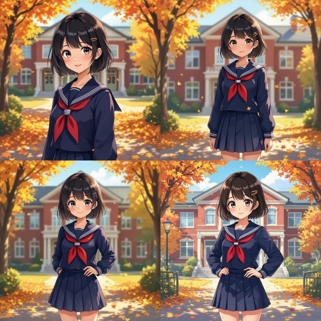 Cute Japanese Schoolgirl in Sailor Fuku