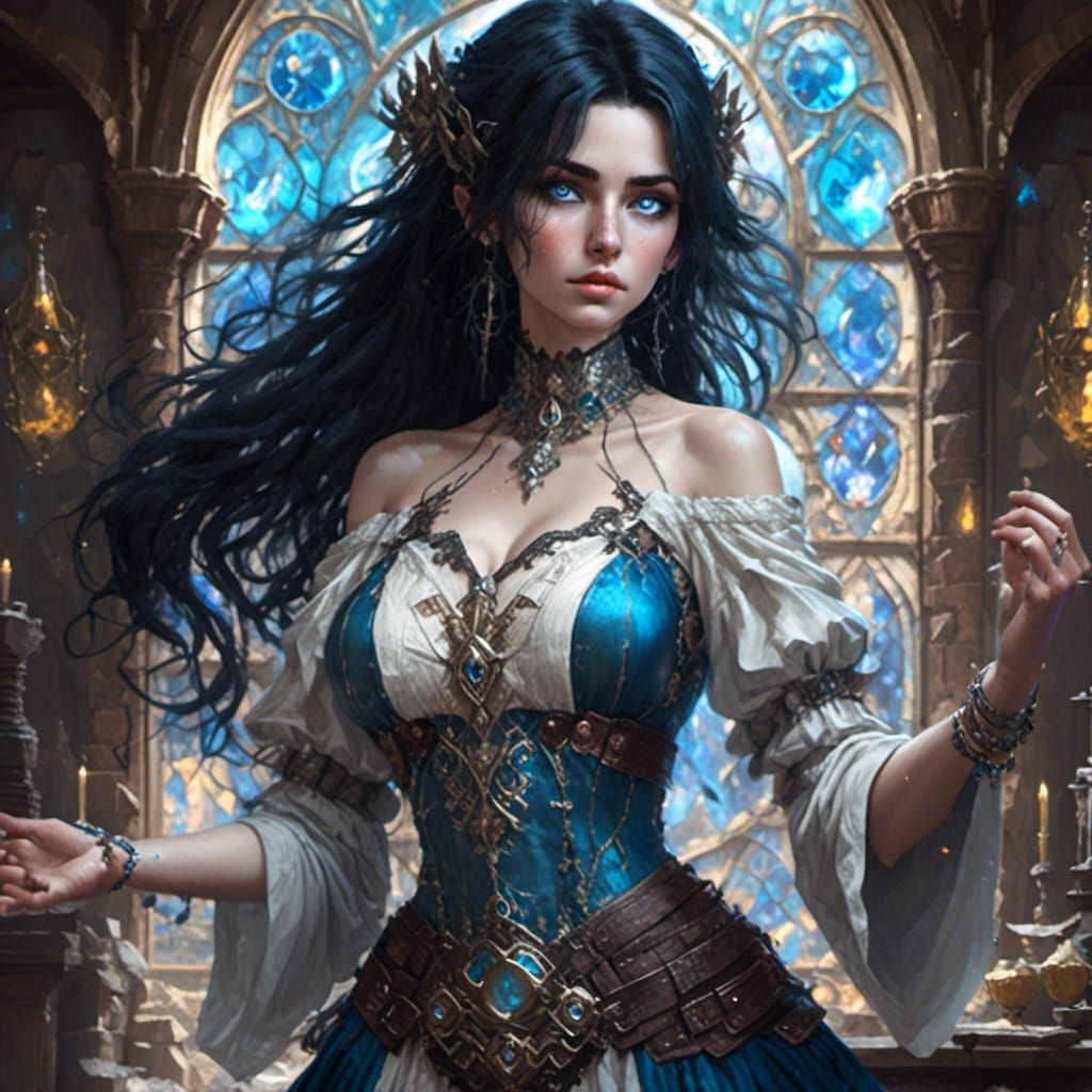 Fantasy RPG Hermetic Maga with Black Hair