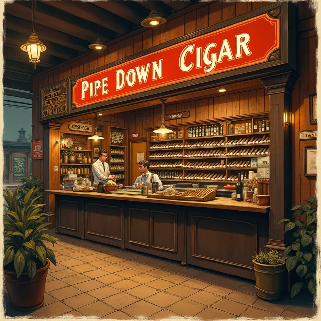 Vintage Poster: Pipe Down Cigar Shop Now Open