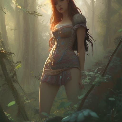 Detailed Portrait in Forest, Hyperdetailed Art Style