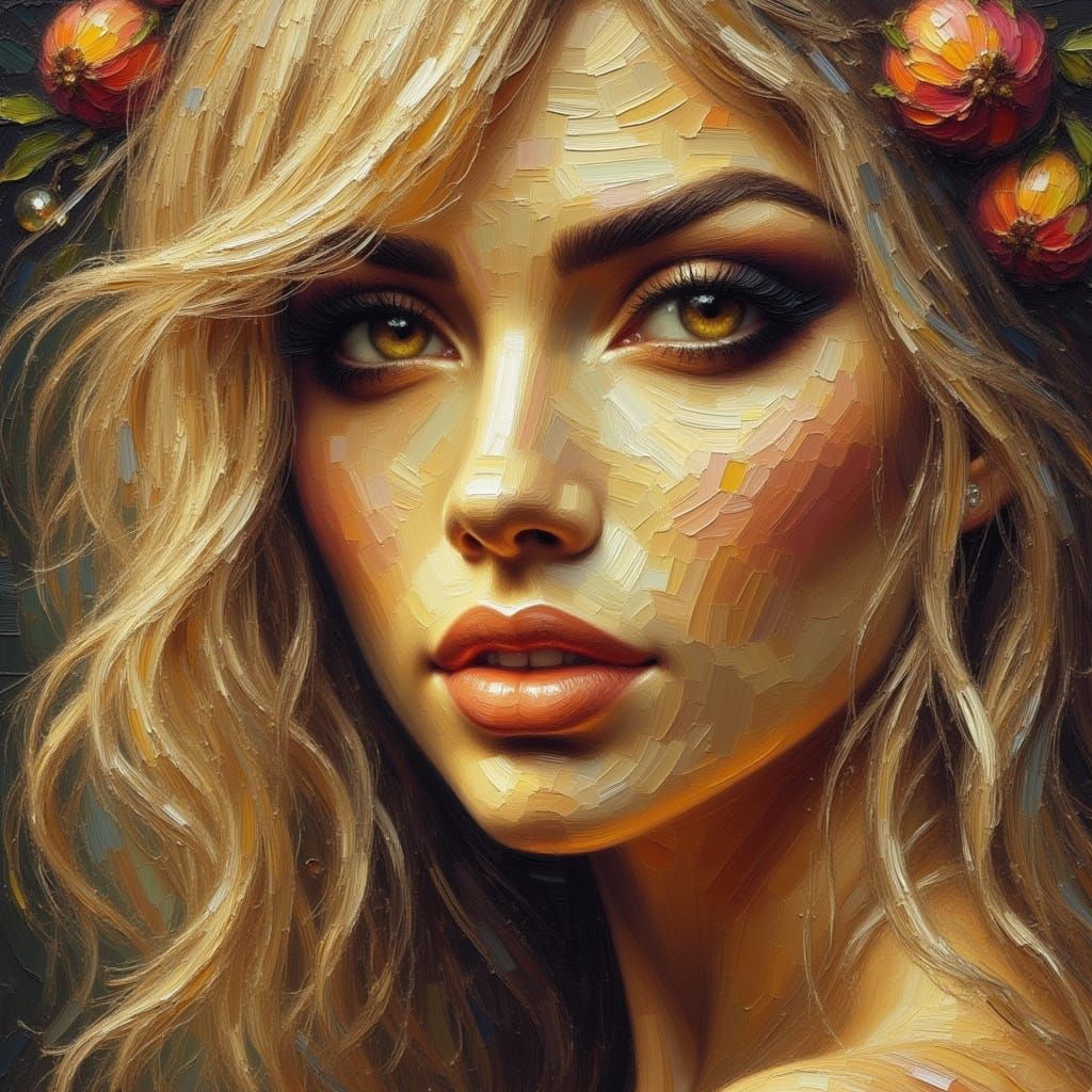 Fantasy Princess Portrait in Impasto Style