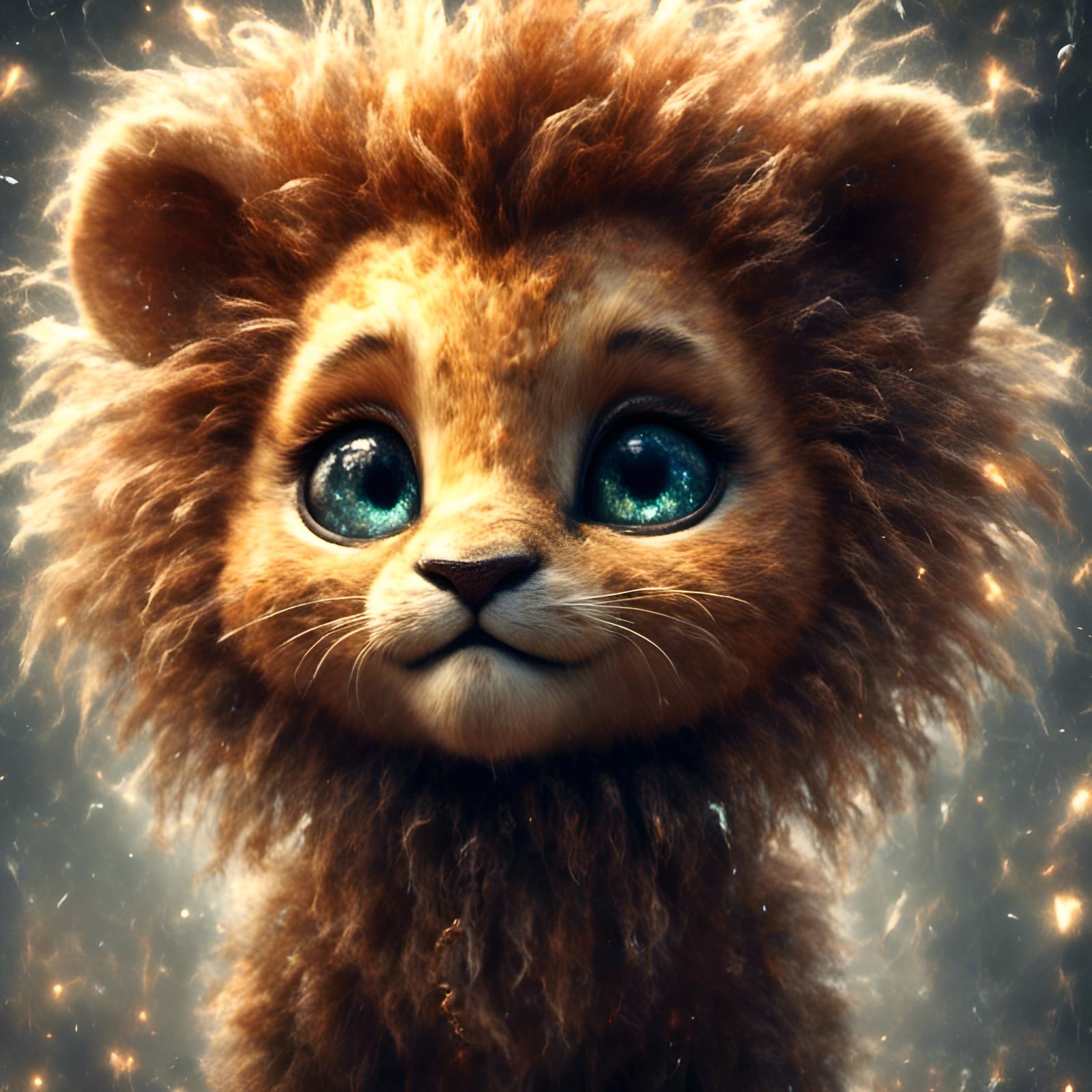 Cute Chibi Lion Cub with Fairy Dust Glow