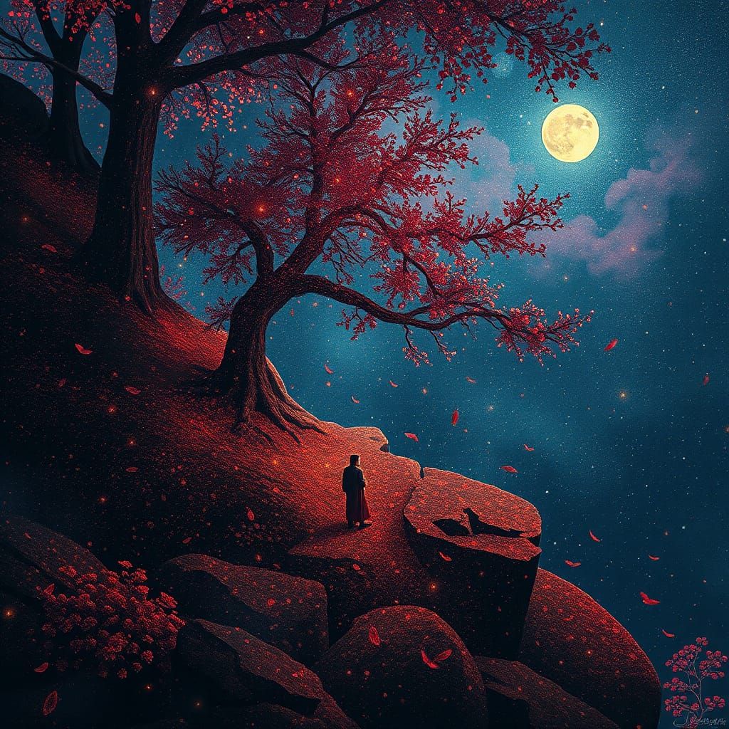 Surreal Hearts Landscape in Pointillist Photography Style